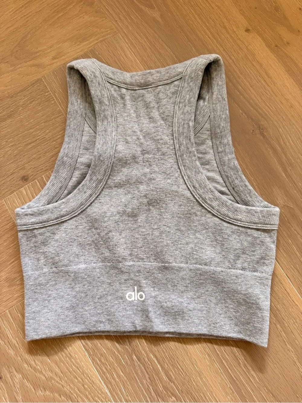 ALO Seamless Delight High Neck Bra in Athletic Heather Gray